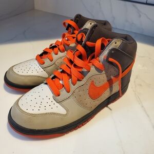 VTG 2008 NIKE Dunk High-Top Sneakers Orange Beige & Bone Accents - MEN 10